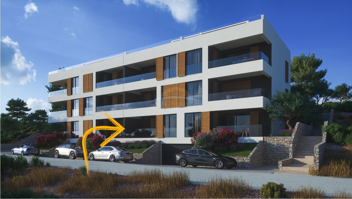 Dvosobno stanovanje z razgledom na morje na Čiovu, območje Salduna blizu kampa Rožac - 64 m2